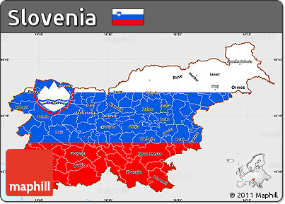 Flag Simple Map of Slovenia, single color outside, flag centered
