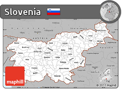 Gray Simple Map of Slovenia