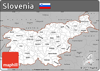 Gray Simple Map of Slovenia