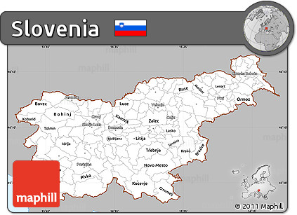 Gray Simple Map of Slovenia, single color outside