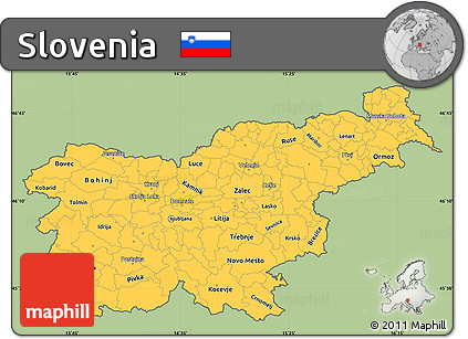 Savanna Style Simple Map of Slovenia, cropped outside