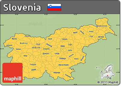 Savanna Style Simple Map of Slovenia, cropped outside