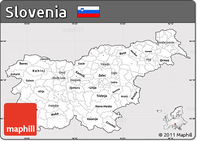 Silver Style Simple Map of Slovenia, cropped outside