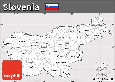 Silver Style Simple Map of Slovenia, cropped outside
