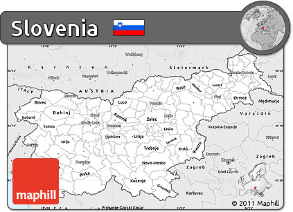 Silver Style Simple Map of Slovenia