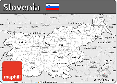 Silver Style Simple Map of Slovenia