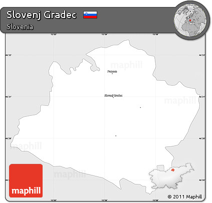 Silver Style Simple Map of Slovenj Gradec, single color outside