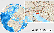 Shaded Relief Location Map of Vrhnika, within the entire country