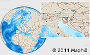 Shaded Relief Location Map of Vrhnika, highlighted country