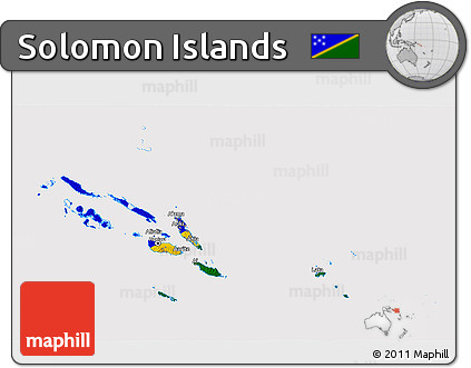 Flag 3D Map of Solomon Islands