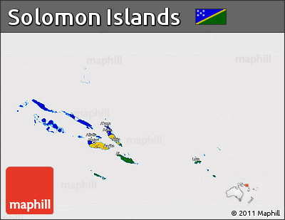 Flag 3D Map of Solomon Islands