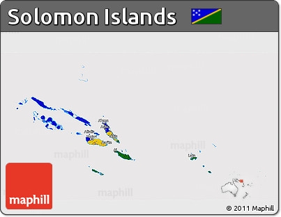 Flag 3D Map of Solomon Islands