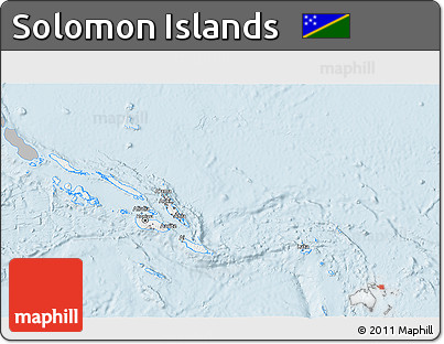 Gray 3D Map of Solomon Islands, single color outside