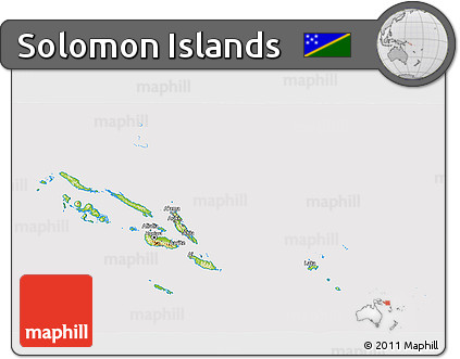 Physical 3D Map of Solomon Islands, cropped outside