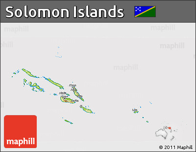 Physical 3D Map of Solomon Islands, cropped outside