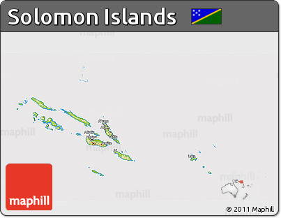 Physical 3D Map of Solomon Islands, cropped outside