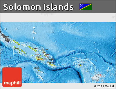 Physical 3D Map of Solomon Islands, darken, desaturated, land only