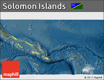 Physical 3D Map of Solomon Islands, darken