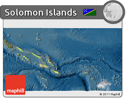 Physical 3D Map of Solomon Islands, darken