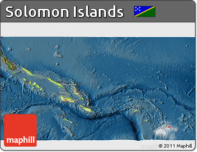 Physical 3D Map of Solomon Islands, darken