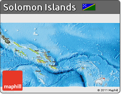 Physical 3D Map of Solomon Islands, darken, semi-desaturated, land only