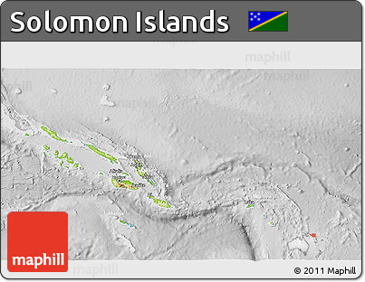 Physical 3D Map of Solomon Islands, lighten, desaturated