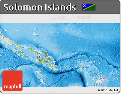 Physical 3D Map of Solomon Islands, lighten, land only