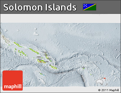 Physical 3D Map of Solomon Islands, lighten, semi-desaturated