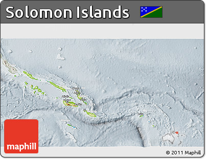 Physical 3D Map of Solomon Islands, lighten, semi-desaturated
