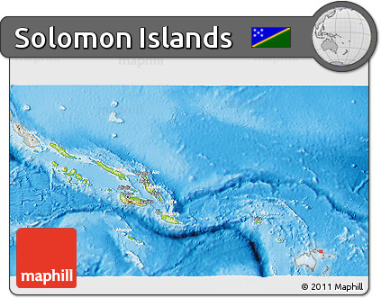 Physical 3D Map of Solomon Islands, lighten, semi-desaturated, land only