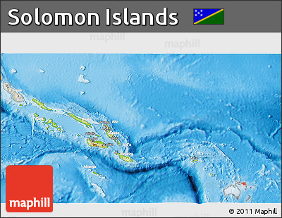 Physical 3D Map of Solomon Islands, lighten, semi-desaturated, land only