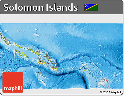 Physical 3D Map of Solomon Islands, semi-desaturated, land only