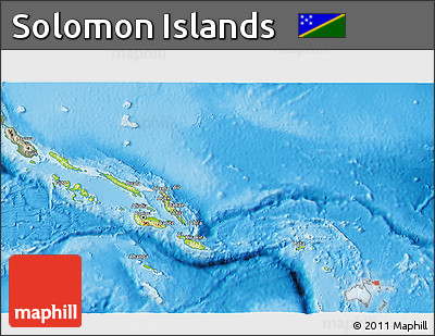 Physical 3D Map of Solomon Islands, semi-desaturated, land only