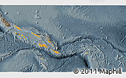 Political 3D Map of Solomon Islands, darken, semi-desaturated