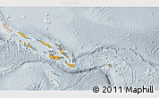 Political 3D Map of Solomon Islands, lighten, semi-desaturated