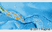 Political 3D Map of Solomon Islands, satellite outside, bathymetry sea