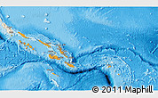 Political 3D Map of Solomon Islands, shaded relief outside, bathymetry sea