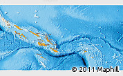 Political 3D Map of Solomon Islands, shaded relief outside