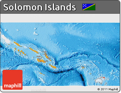 Political 3D Map of Solomon Islands, single color outside