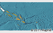 Political 3D Map of Solomon Islands, single color outside, satellite sea