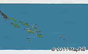 Satellite 3D Map of Solomon Islands, darken, desaturated, land only