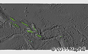 Satellite 3D Map of Solomon Islands, darken, desaturated