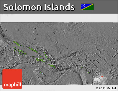 Satellite 3D Map of Solomon Islands, desaturated