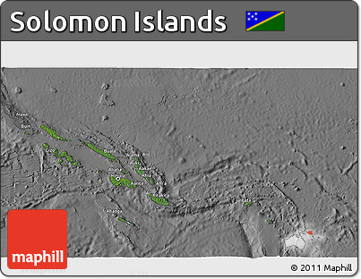 Satellite 3D Map of Solomon Islands, desaturated