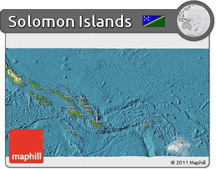 Satellite 3D Map of Solomon Islands, physical outside, satellite sea