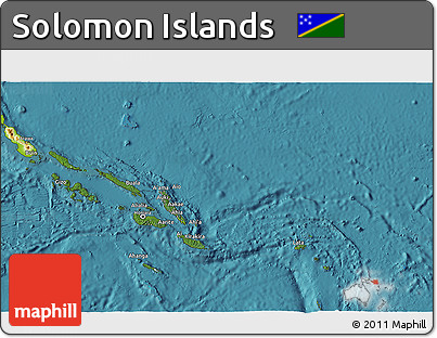 Satellite 3D Map of Solomon Islands, physical outside, satellite sea