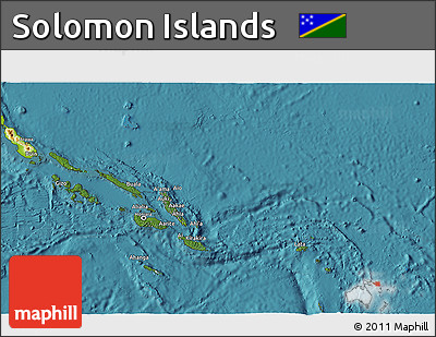 Satellite 3D Map of Solomon Islands, physical outside, satellite sea