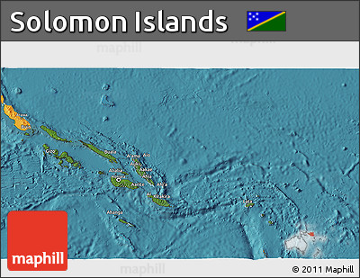 Satellite 3D Map of Solomon Islands, political outside, satellite sea