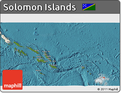 Satellite 3D Map of Solomon Islands, shaded relief outside, satellite sea