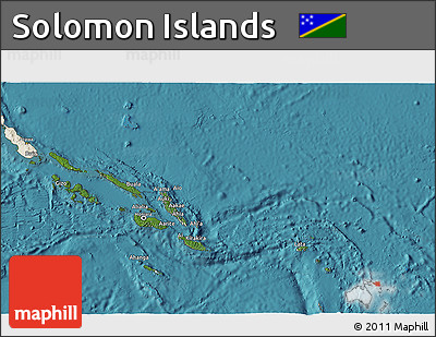Satellite 3D Map of Solomon Islands, shaded relief outside, satellite sea